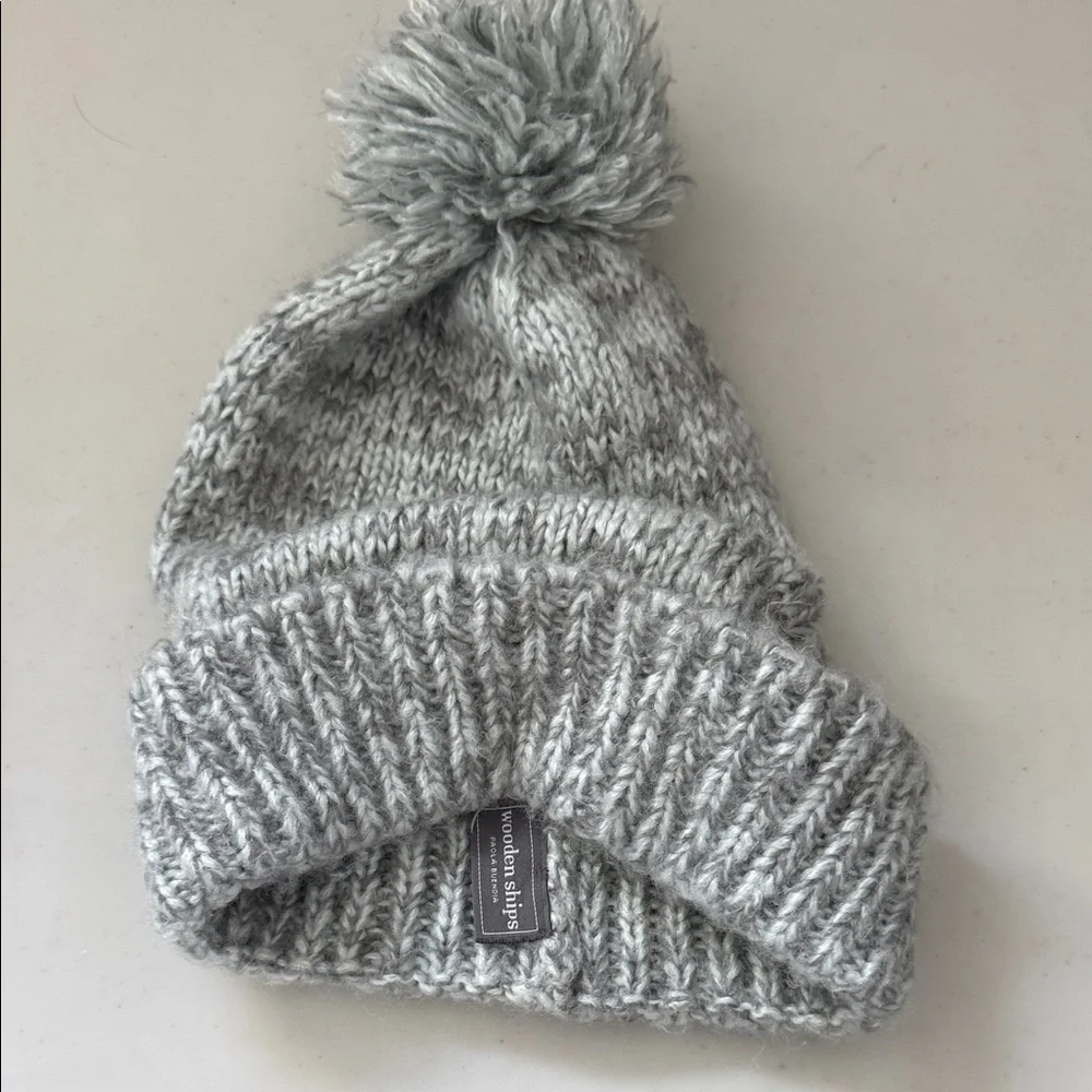 Wooden Ships Light Gray Knit Pom-Pom Hat